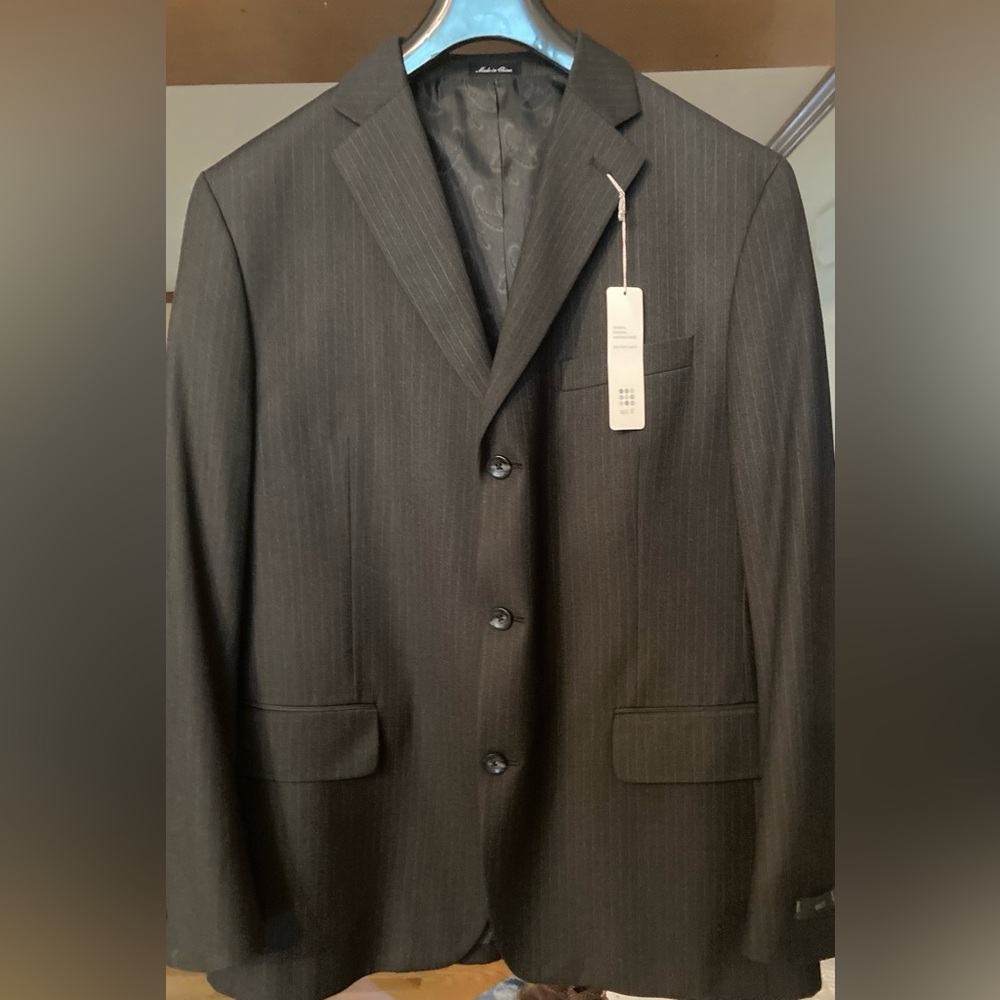 Classic Charcoal Pinstripe Men's Blazer